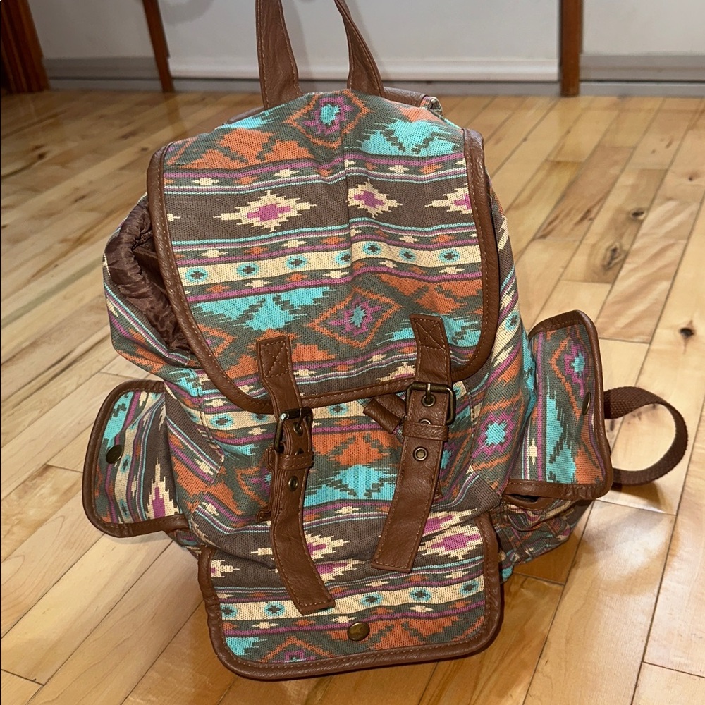 Vintage Candie’s Tribal Patterned Brown Backpack